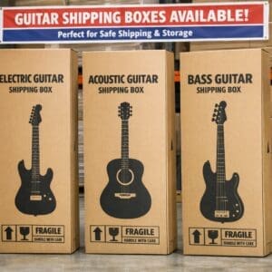 Shipping boxes for shipping electric guitar or bass guitar or acoustic guitar sold locally in store.