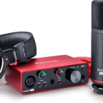 Focusrite Scarlett Solo Studio Bundle With Interface, Mic, Headphones, and Cables Red