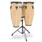 Latin Percussion LP646NY-AW City Series 10/11″ Conga Set with Stand, Black Hardware Natural Satin