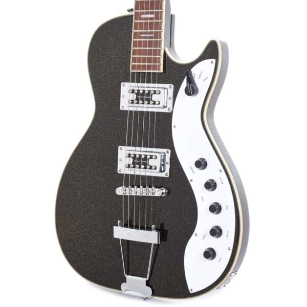 Silvertone Classic 1423-BGF Solid-Body Electric Guitar - Black/Gold Flake Finish - Image 3