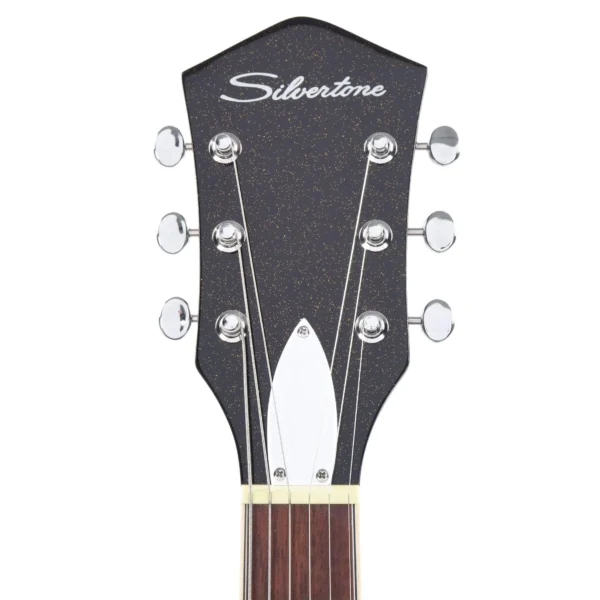 Silvertone Classic 1423-BGF Solid-Body Electric Guitar - Black/Gold Flake Finish - Image 7