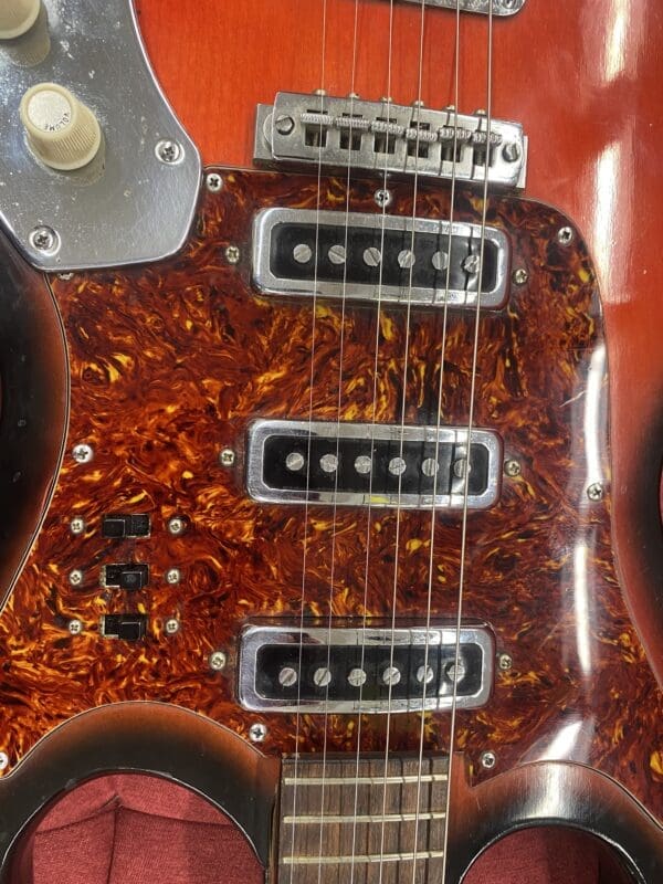 Kingston / Teisco "Hound Dog Taylor" Three Pickup Electric Guitar 1960's - Redburst - Image 5