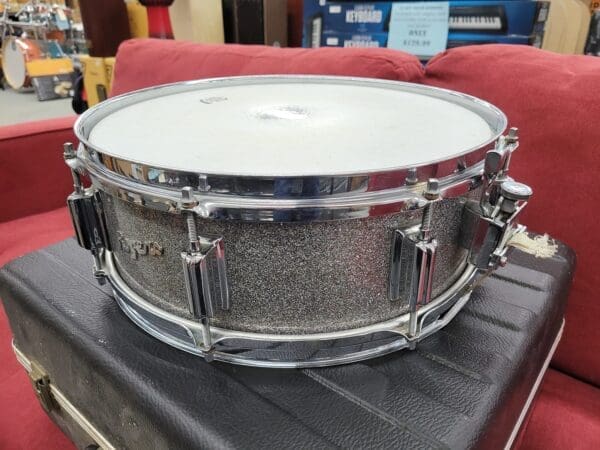 Rogers Tower 5x14" 8-Lug Wood Snare Drum with Case - Silver Sparkle Pearl - Image 8