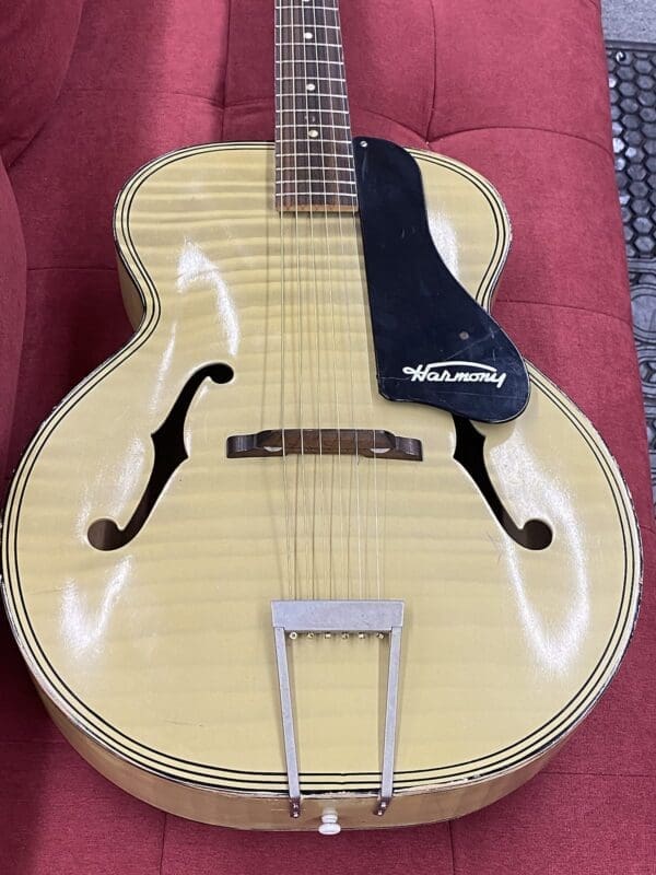 Harmony H1214 Archtone Acoustic Archtop Guitar 1950's - Blond with Faux Flame - Image 18