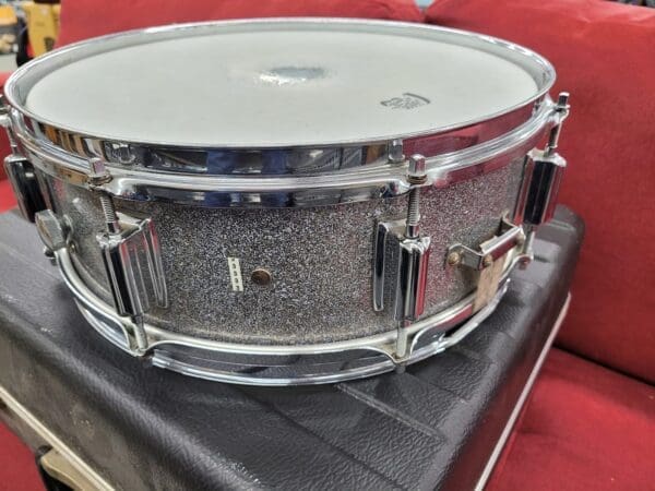 Rogers Tower 5x14" 8-Lug Wood Snare Drum with Case - Silver Sparkle Pearl - Image 12