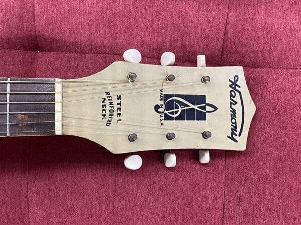Harmony H1214 Archtone Acoustic Archtop Guitar 1950's - Blond with Faux Flame - Image 8