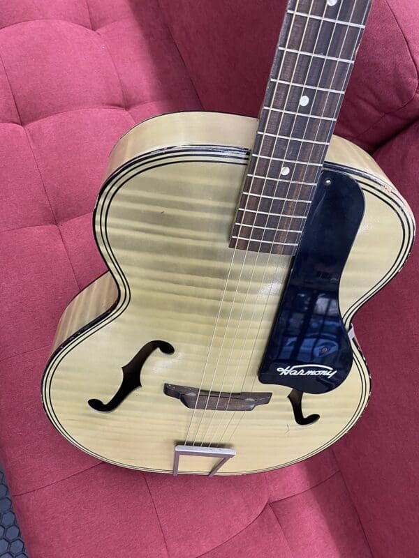Harmony H1214 Archtone Acoustic Archtop Guitar 1950's - Blond with Faux Flame - Image 16
