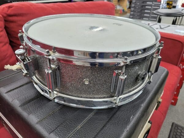 Rogers Tower 5x14" 8-Lug Wood Snare Drum with Case - Silver Sparkle Pearl - Image 15