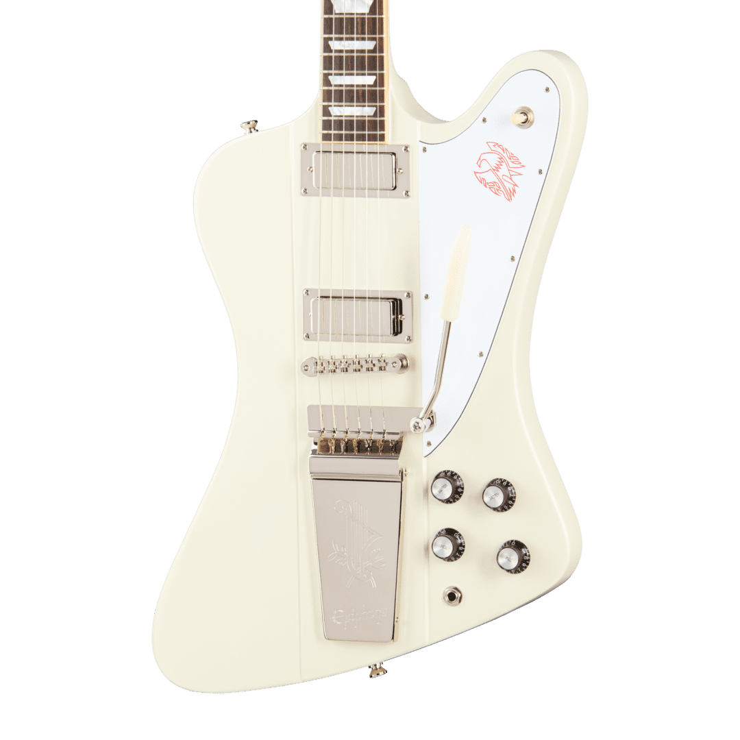 Epiphone Inspired by Gibson Custom 1963 Firebird V Reissue With Maestro Vibrola 2025 - Polaris White with Case