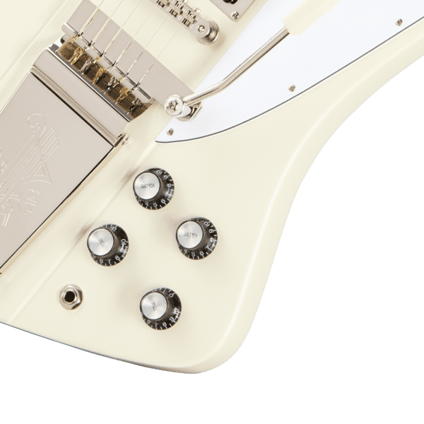 Epiphone Inspired by Gibson Custom 1963 Firebird V Reissue With Maestro Vibrola 2025 - Polaris White with Case - Image 4