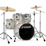 Sonor AQ1 Studio 20″ 5pc Drum Kit with Hardware – Piano White