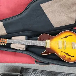 B and G Little Sister Left Handed guitar Burst gold hardware with bag