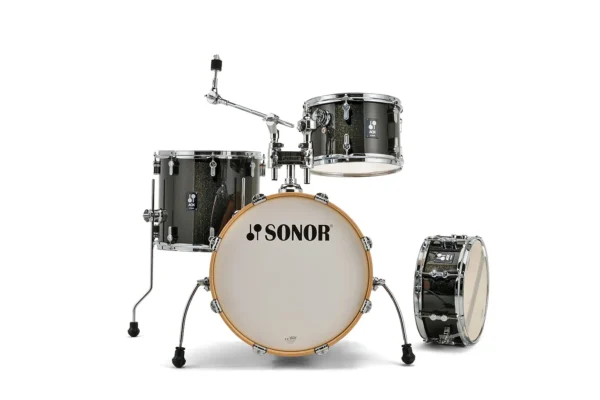 Sonor AQX Jazz 4pc Drum Set w/ Stands - Black Sparkle - Image 4