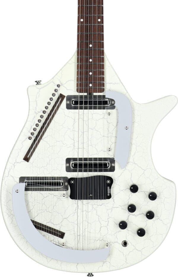 Danelectro Coral Electric Sitar Guitar - White Crackle - Image 3