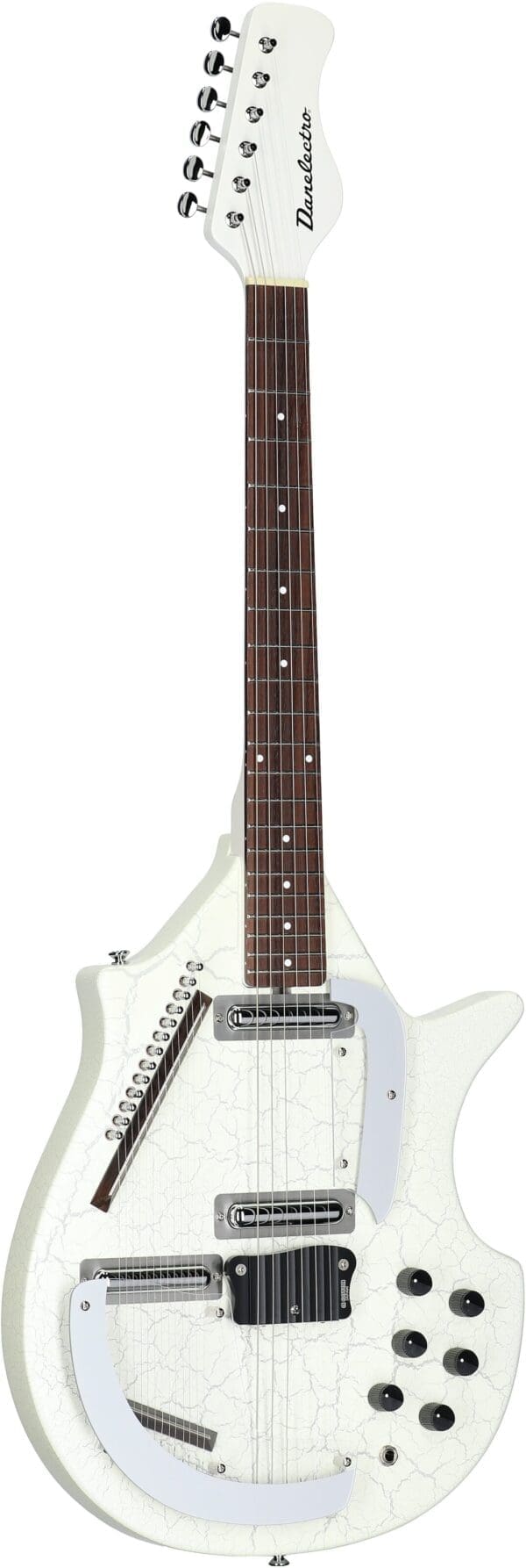 Danelectro Coral Electric Sitar Guitar - White Crackle - Image 8