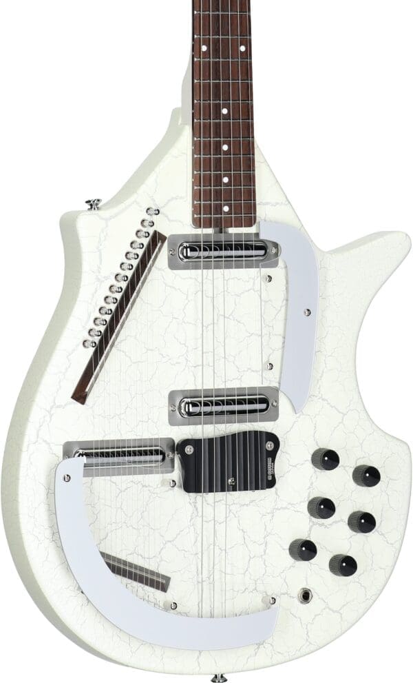 Danelectro Coral Electric Sitar Guitar - White Crackle - Image 4