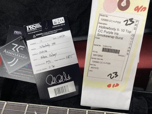 PRS McCarty 594 Hollowbody II 10-Top CC 2021 - Purple Iris Smokewrap Burst - Image 29