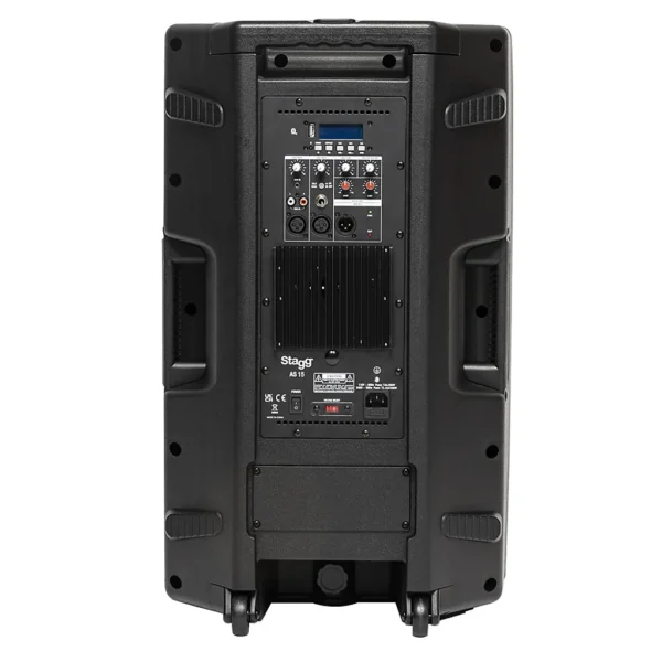 Stagg AS15B 15" 2-way active speaker, class AB, Bluetooth TWS Stereo, 2 UHF mics, 200 watts, battery powered - Image 2