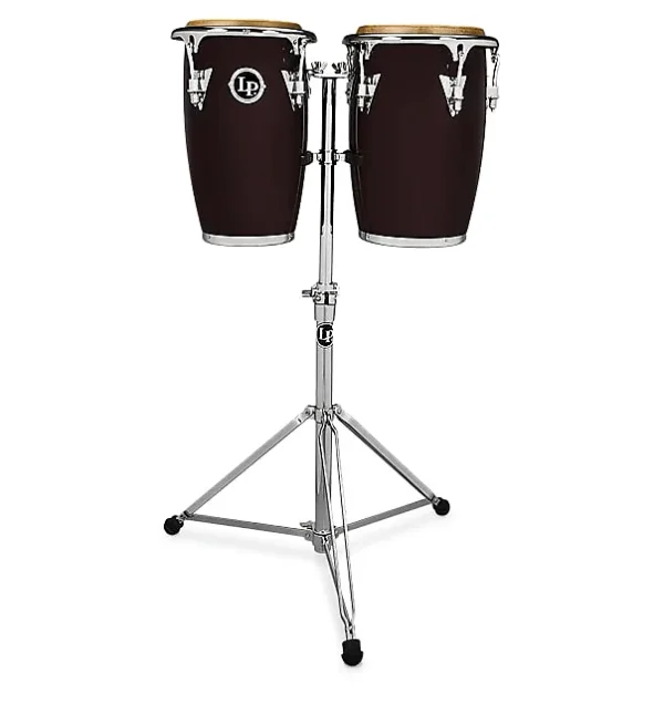 Latin Percussion LP-JRX-DW Junior Wood Conga Set with Comfort Curve 2 Rims, Stand, Chrome Hardware Dark Wood