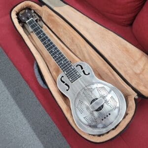 Kala Baritone Resonator Uke with Gigbag KA-RES-BNI-B-E - Brushed Nickel