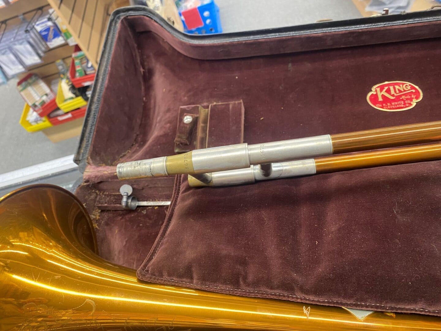 King H.N. White Bass Trombone 1934 - 2-Tone Brass with Original Case - Image 12