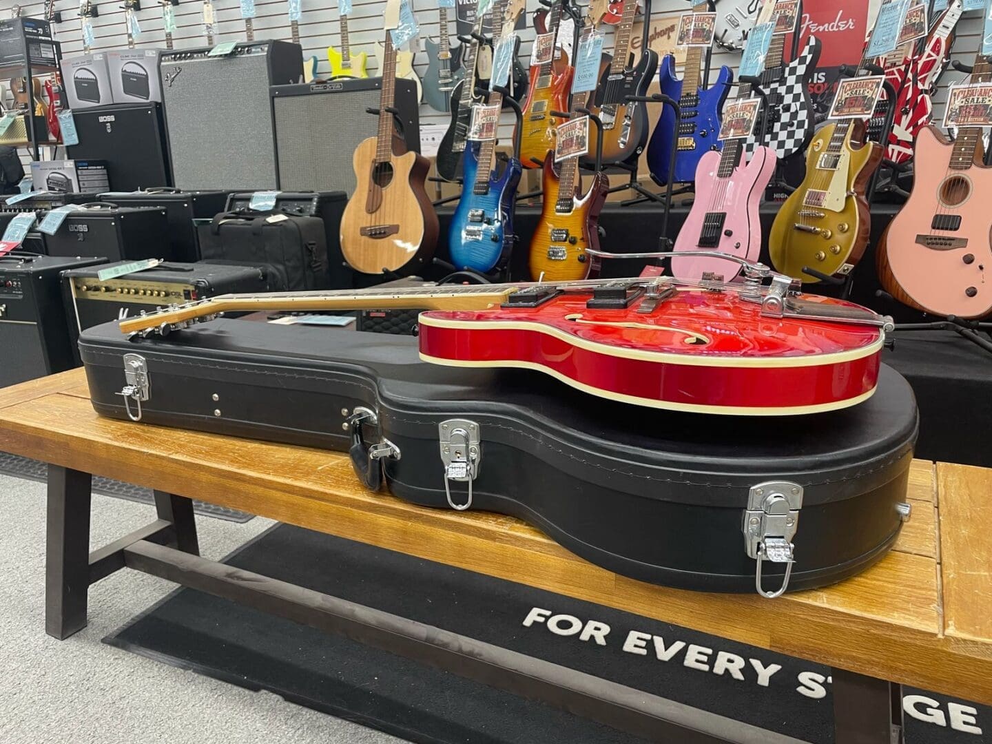 Epiphone 5102TE 1970-71 Semi-Hollow Electric Guitar - Redburst w/ Case - Image 3