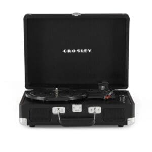 Crosley CR8005DP-BK1 Cruiser Plus Vintage 3-Speed Bluetooth in/Out Suitcase Vinyl Record Player Turntable with Built-in Speakers - Black
