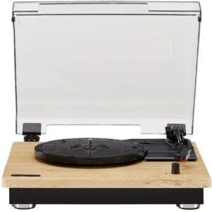 Crosley CR6043A-NA Brio Bluetooth Turntable Shelf System with Speakers Included - Natural