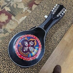 Kay L2203 A-Style Mandolin - Black with KISS Decal w/Chipboard Mandolin Case